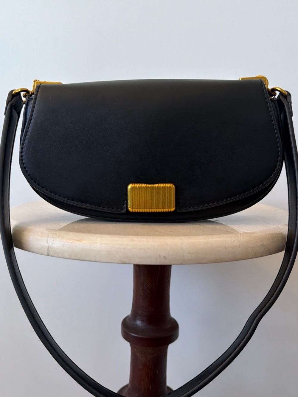 Rachel Zoe Black Leather Saddle Shoulder  Bag